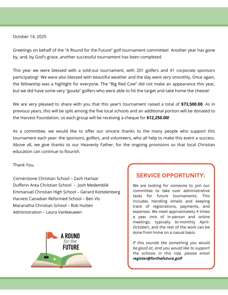 A Round for the Future newsletter